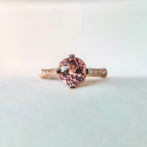 14k Gold Art Deco Pink Tourmaline Ring